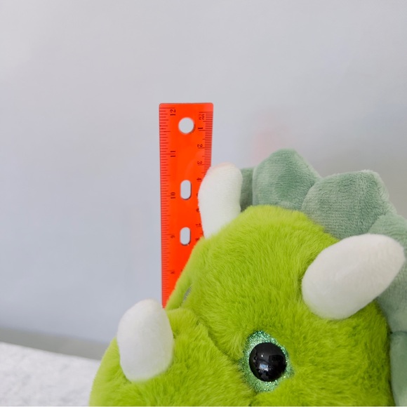 Dinosaur Triceratops Plush Green White Shinny Glitter Eyes Stuffed Animals - Picture 6 of 7